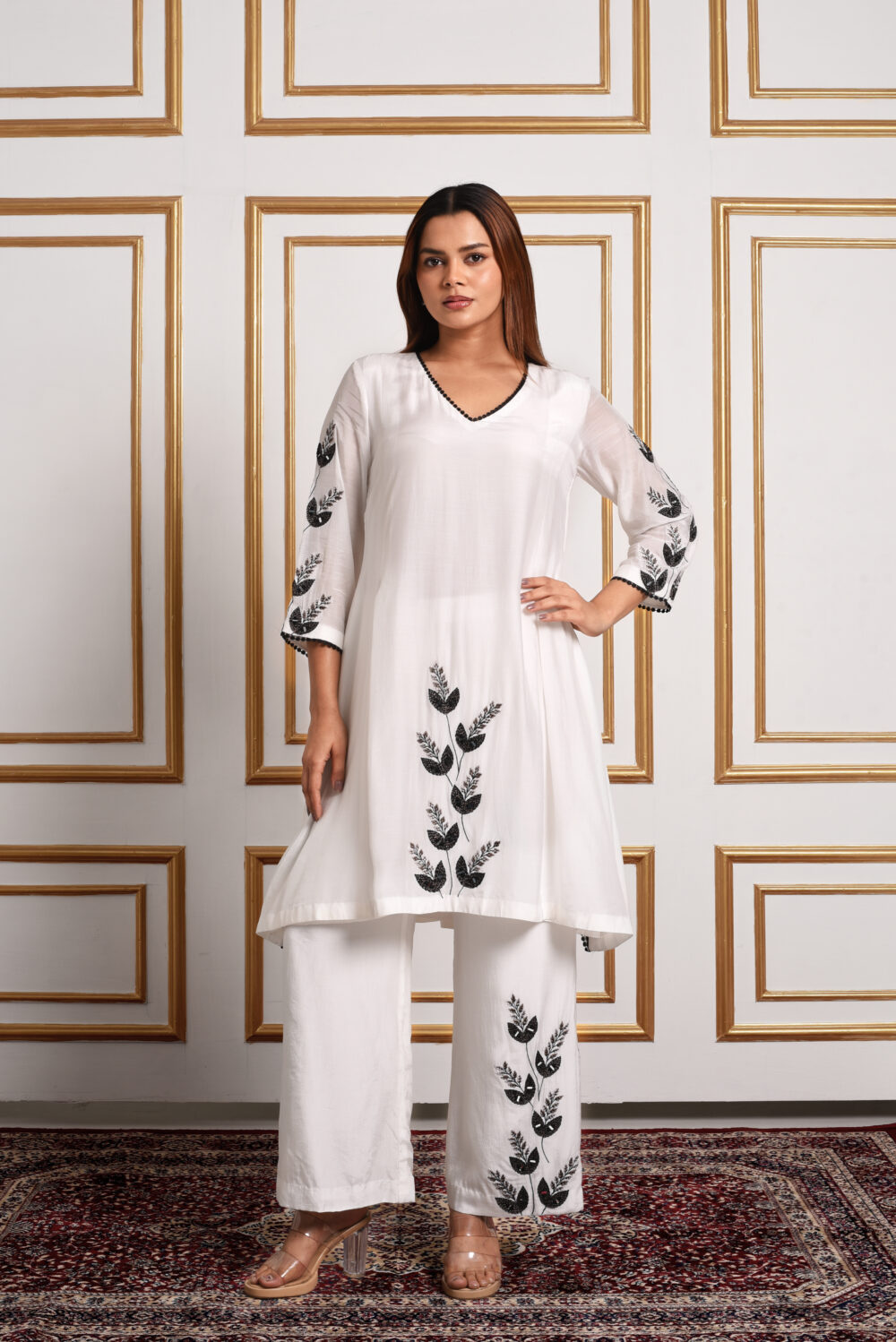 Onyx Petal – Monochrome Kurta Set
