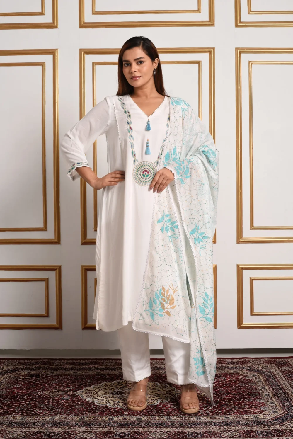 Kyra – Sun-Kissed Ivory Suit Set with Dupatta