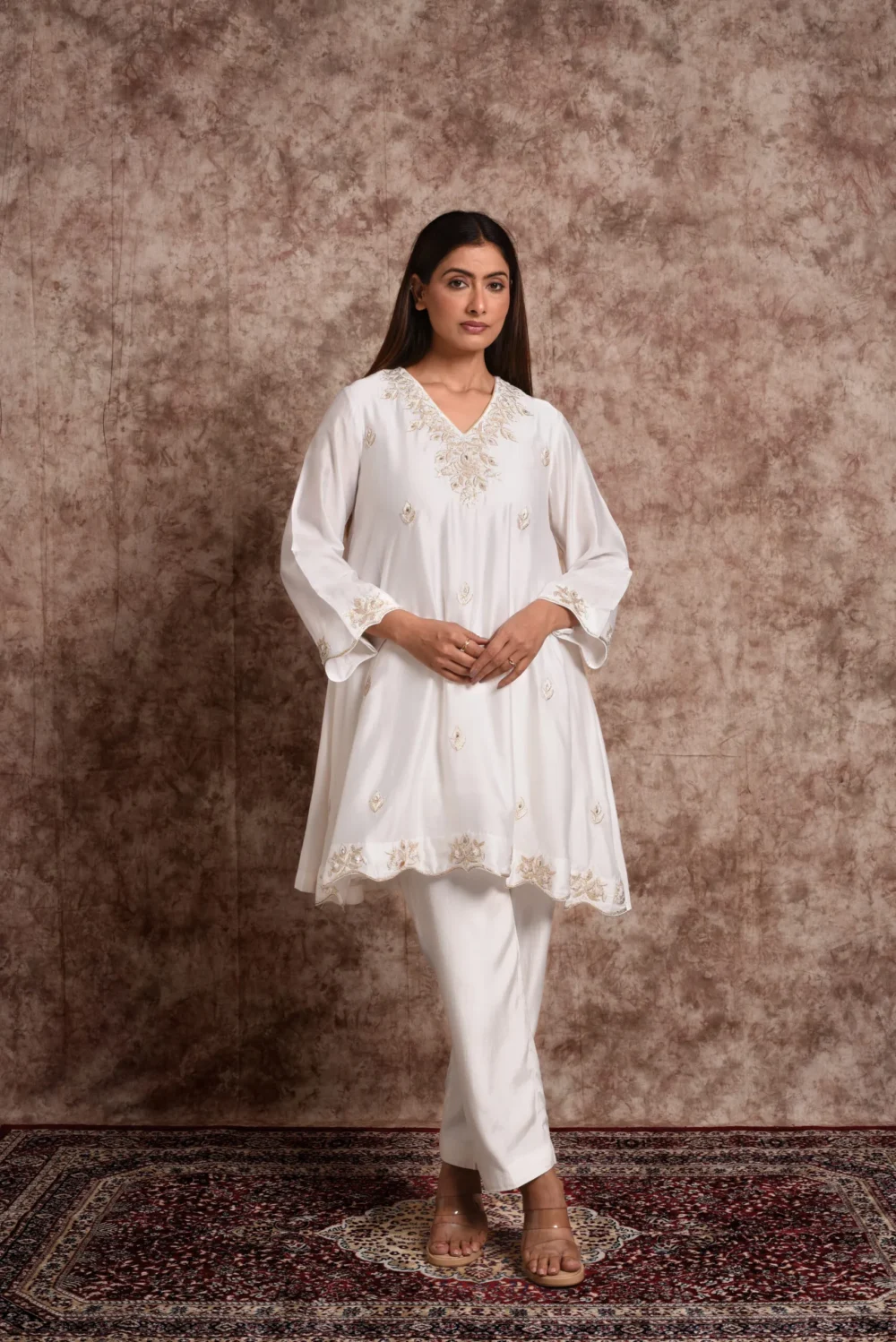 Elowen – White Willow Kurta Set with Pants