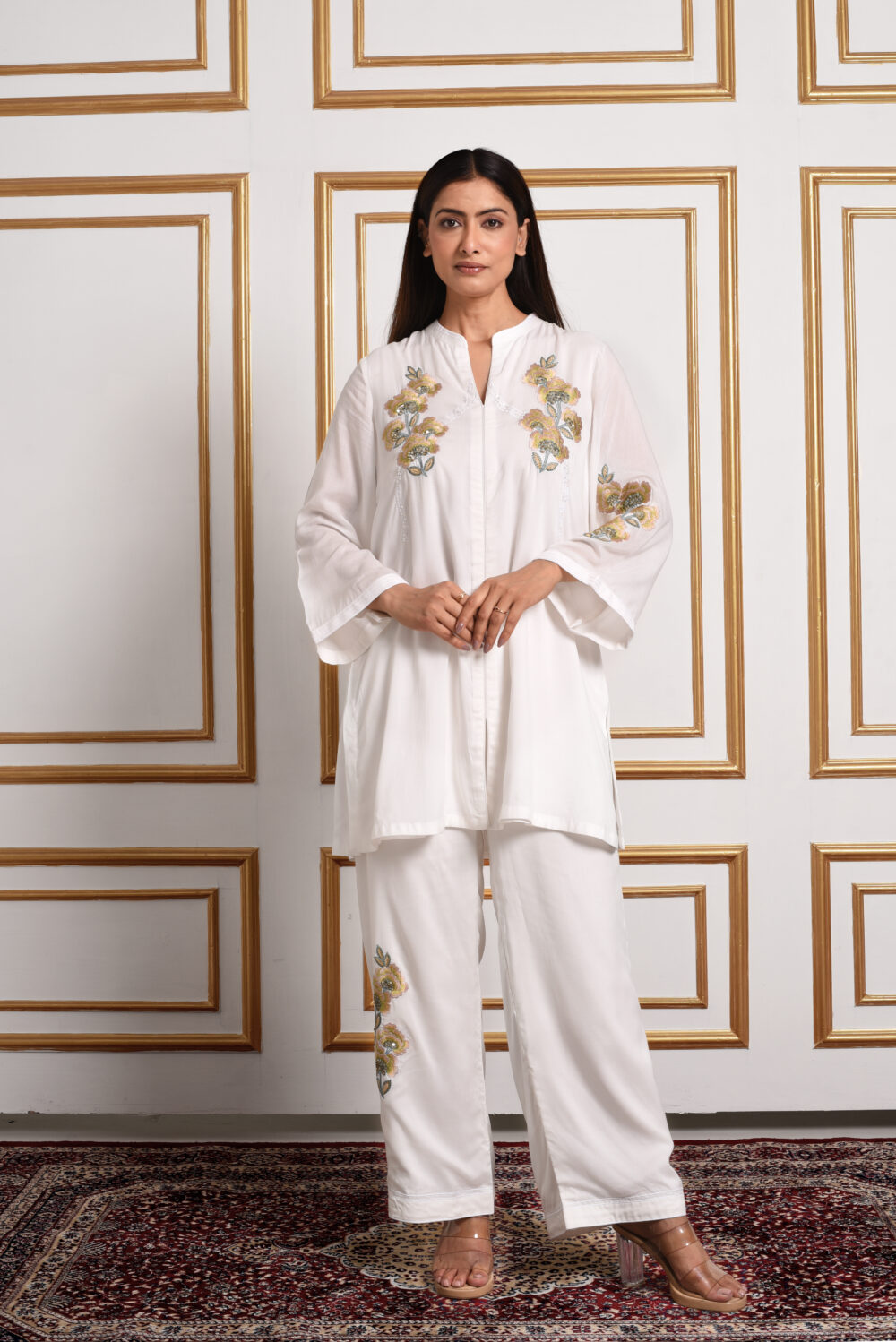Noor – Ivory Floral Embroidered Kurti