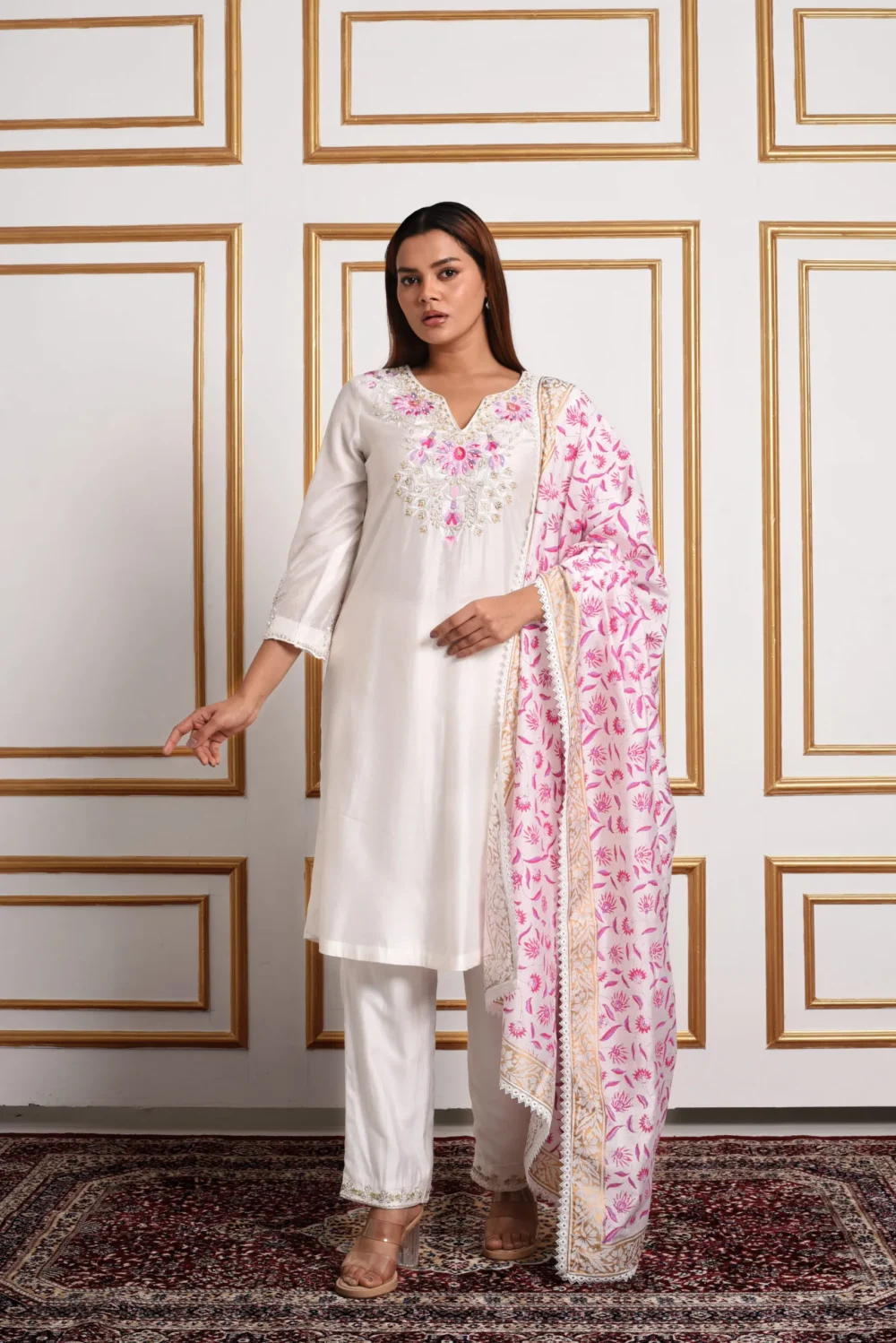 Gul-Dasta – Rose Heritage Silk Kurta Set With Dupatta