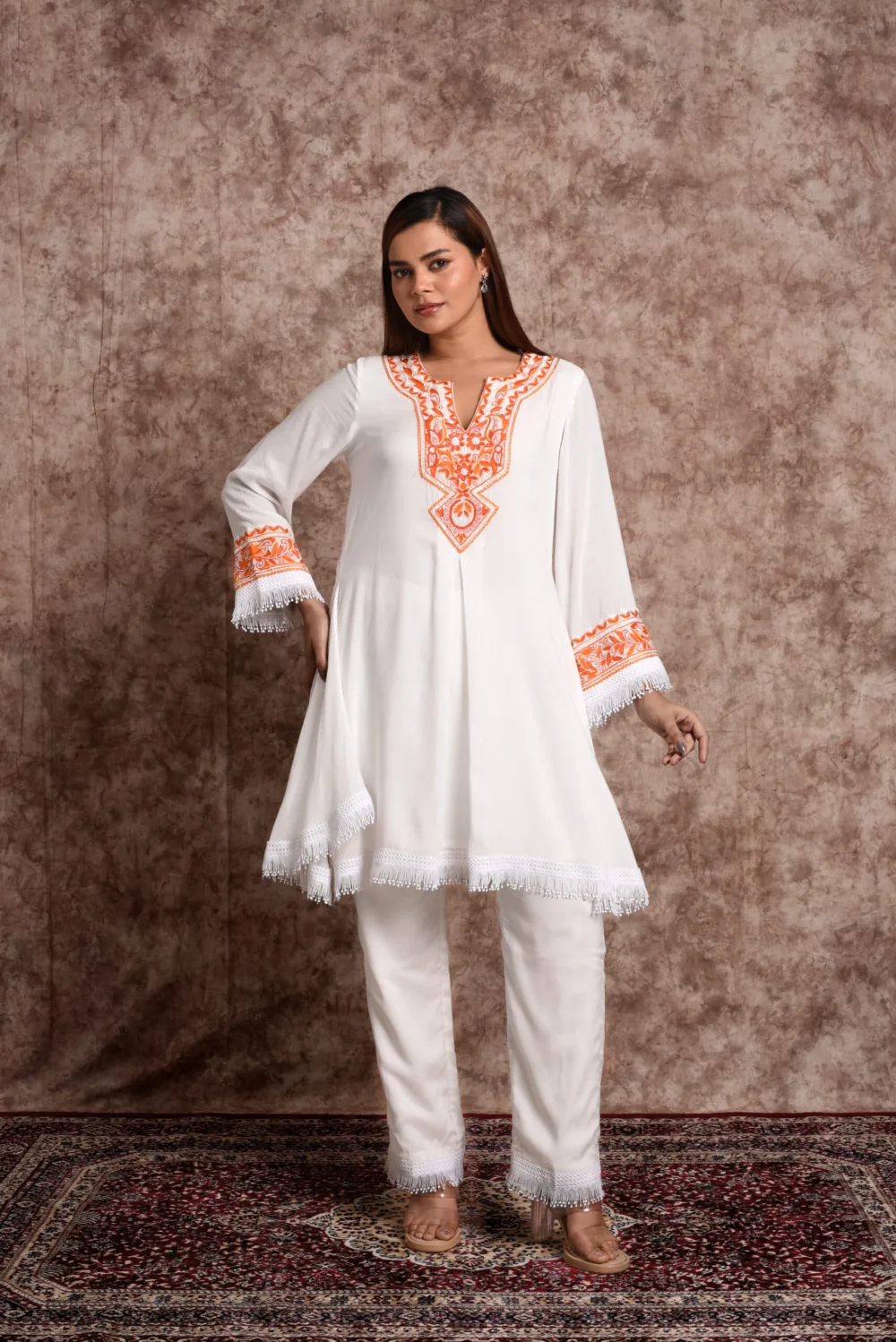 Floriana – Ivory Blossom Heritage Short Kurta Set