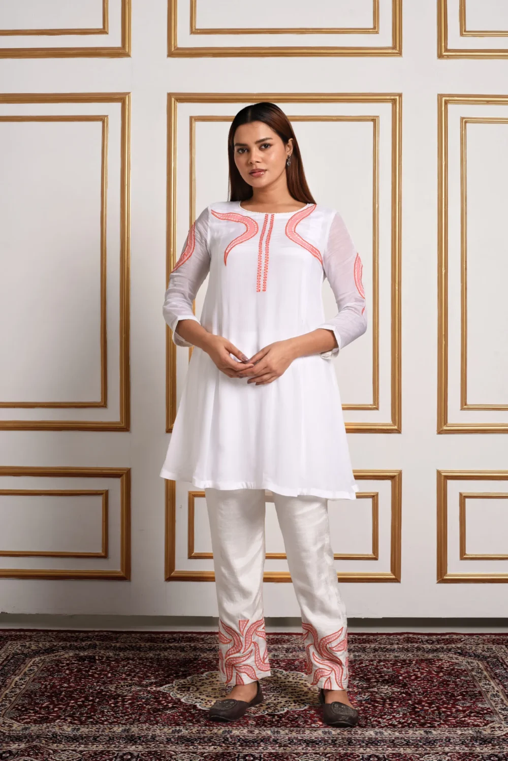 Aira – White Ethereal Vine Embroidered Co-Ord Set