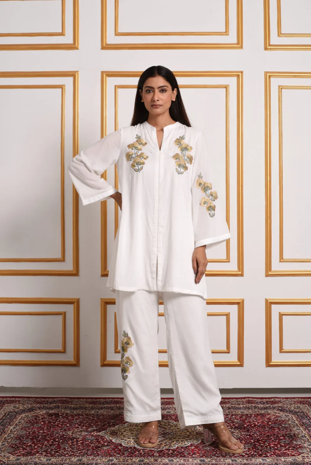 Noor – Ivory Floral Embroidered Co-Ord Set