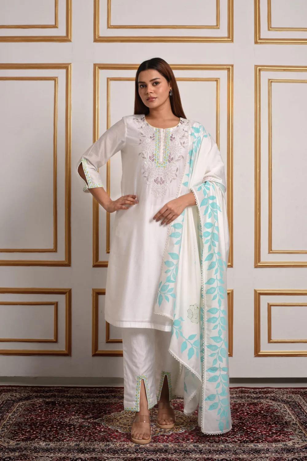 Nilaya – Botanical Sapphire Kurta Set with Dupatta