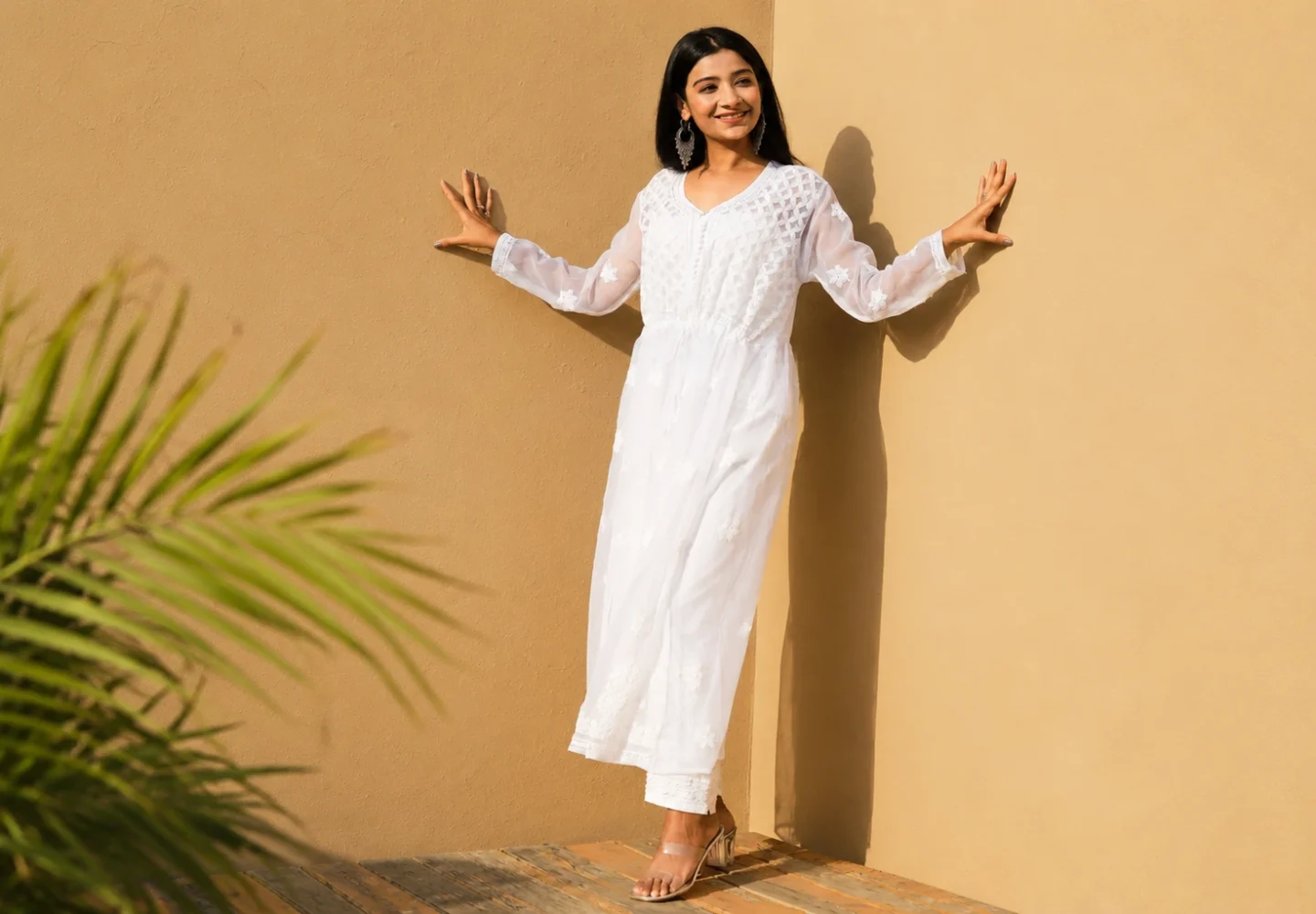 Cotton Kurta Sets for Women Embro White