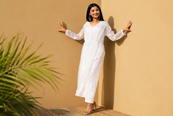 Cotton Kurta Sets for Women Embro White